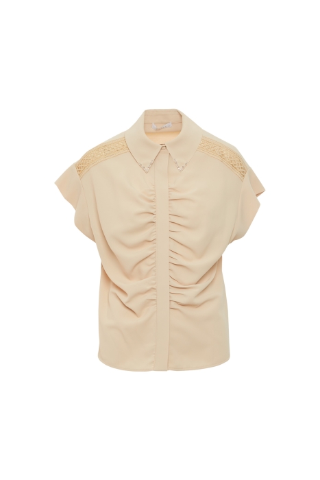 Gizia Beige Shirt With Shoulder Stripe Accessories. 1