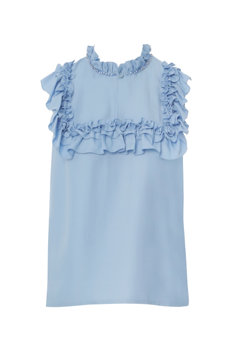 Gizia Blue Blouse With Ruffled Embroidery Detail. 5