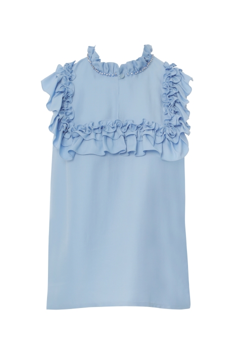 Gizia Blue Blouse With Ruffled Embroidery Detail. 5 Gizia Blue Blouse With Ruffled Embroidery Detail. 5