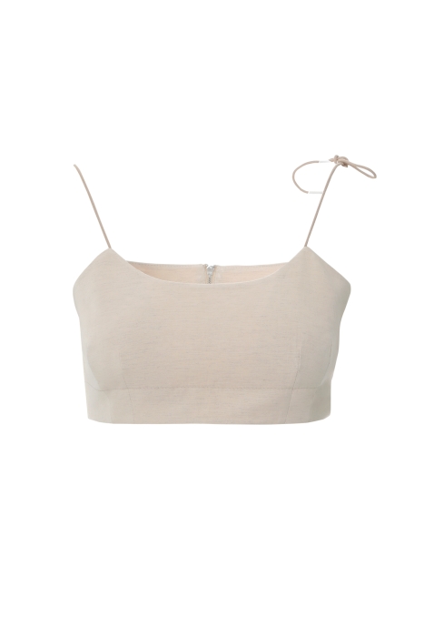 Gizia Beige Bustier With Adjustable Strap Processing Detail. 4