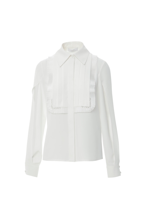 Gizia Embroidered Ecru Shirt With Slits On The Sleeves. 4