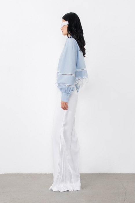 Gizia Blue Shirt With Ribbon Accessories And Lace. 4 Gizia Blue Shirt With Ribbon Accessories And Lace. 4