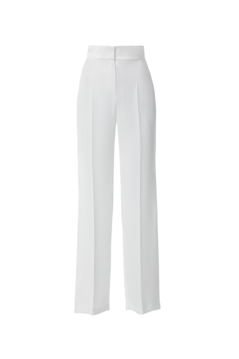 Gizia Ecru Trousers with Pleated Detailed Logo. 4