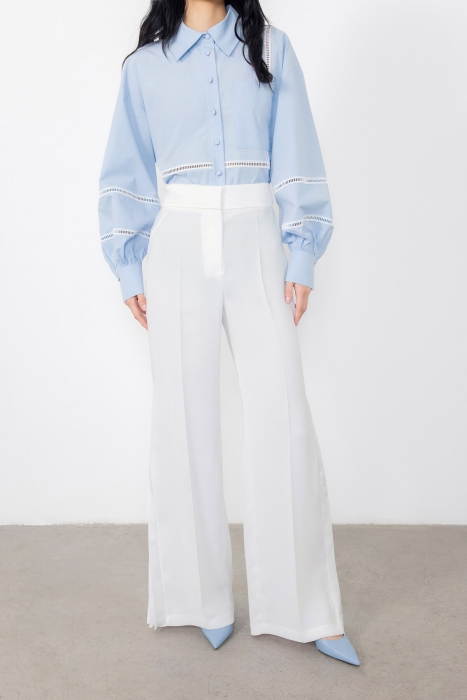 Gizia Ecru Trousers with Pleated Detailed Logo. 1 Gizia Ecru Trousers with Pleated Detailed Logo. 1