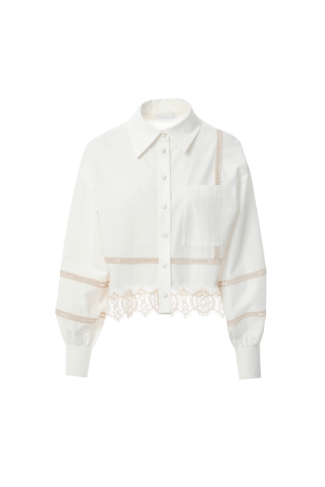 Gizia Ecru Shirt With Ribbon Accessories And Lace. 5
