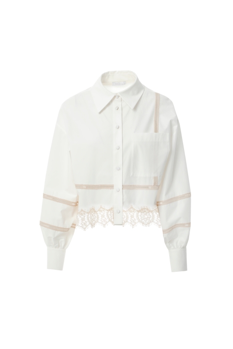 Gizia Ecru Shirt With Ribbon Accessories And Lace. 5 Gizia Ecru Shirt With Ribbon Accessories And Lace. 5
