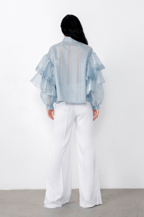 Gizia Transparent Blue Blouse with Voluminous Sleeves. 4