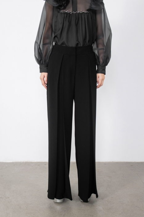 Gizia Black Trousers with Gold Button Detail Flato Pockets. 2