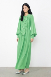 Gizia Green Dress with Flywheel Detail Shirring. 3