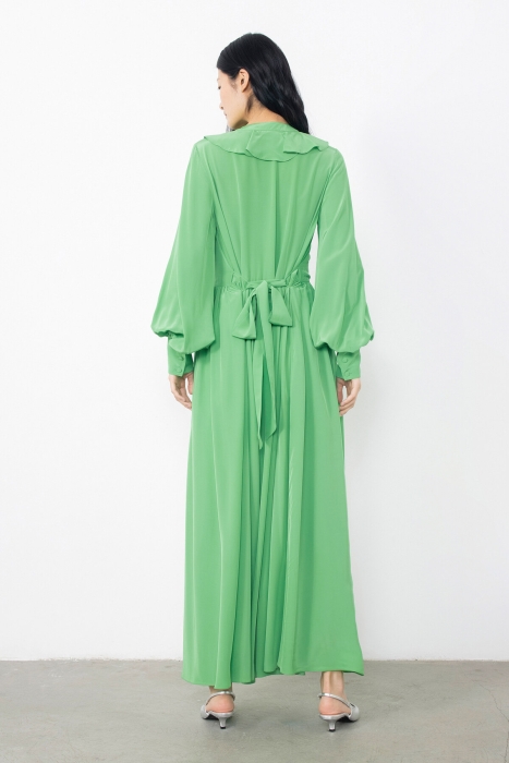 Gizia Green Dress with Flywheel Detail Shirring. 4
