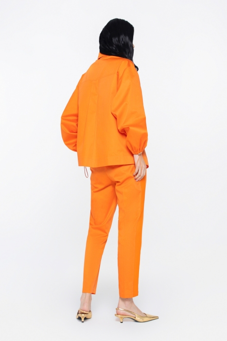 Gizia Asymmetric Embroidered Orange Shirt With Ruffle Detail. 3