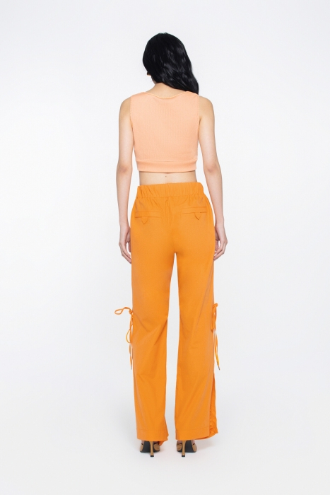 Gizia Poplin Orange Crop Blouse With Embroidery Applique Detail. 4