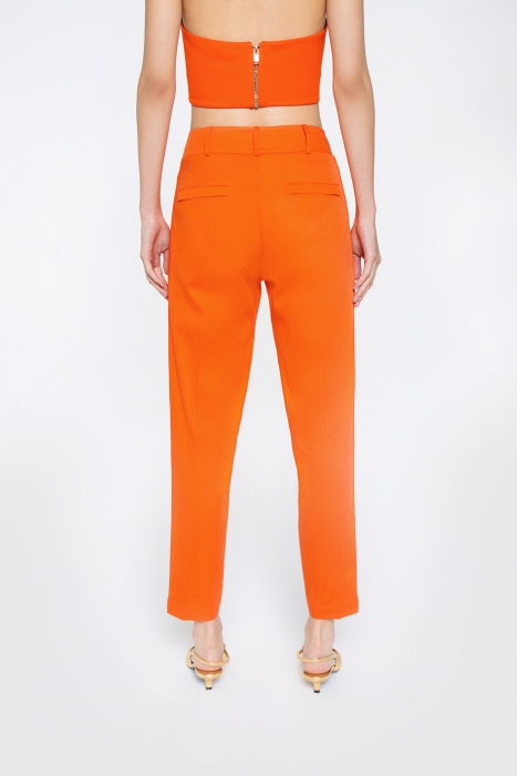 Gizia Orange Trousers With Carrot Model Pockets With Side Band Detail. 3