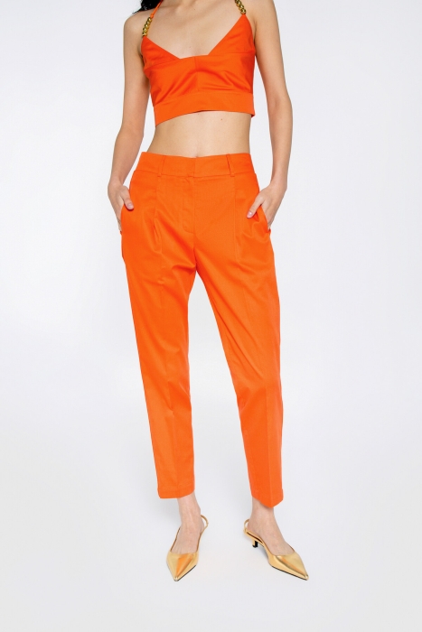 Gizia Orange Trousers With Carrot Model Pockets With Side Band Detail. 1