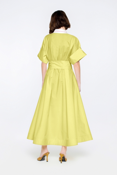 Gizia Yellow Dress With a Front Zipper With a Belt With Clip Detail On The Sleeve. 2