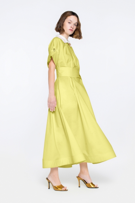 Gizia Yellow Dress With a Front Zipper With a Belt With Clip Detail On The Sleeve. 3