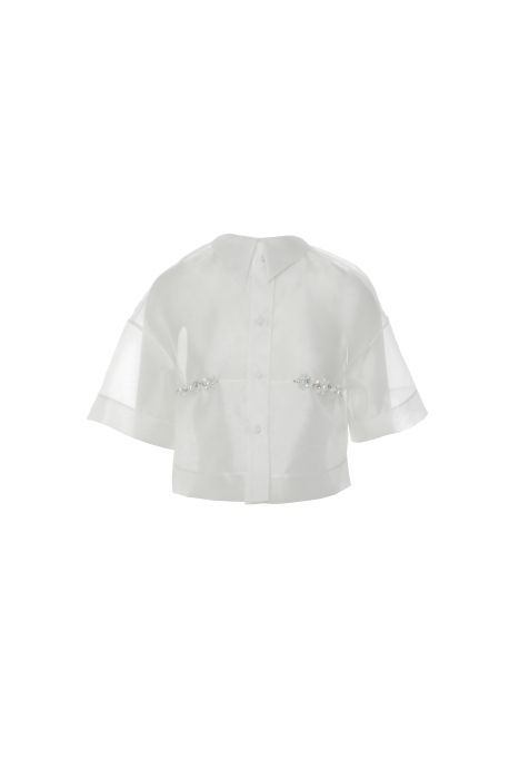 Gizia قميص أورجانزا أبيض شفاف. 6