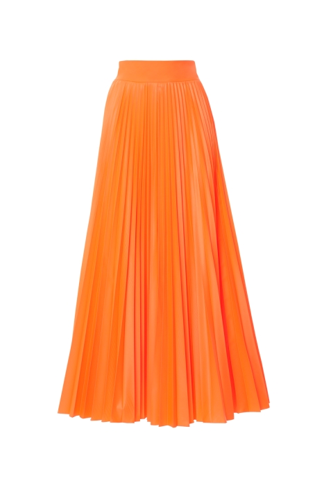 Gizia Raincoat Fabric Pleated Orange Skirt. 4
