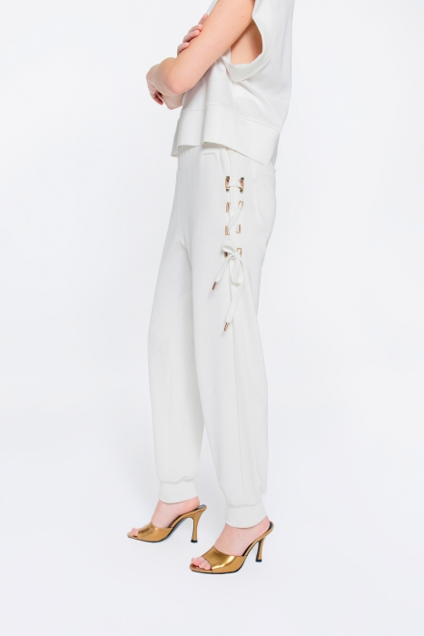 Gizia Ecru Tracksuit With Gold Glitter Rope Buttonhole And Cord Detail. 3