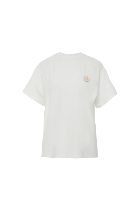 Gizia Star Detail Turtleneck Short Sleeve Ecru Tshirt. 4