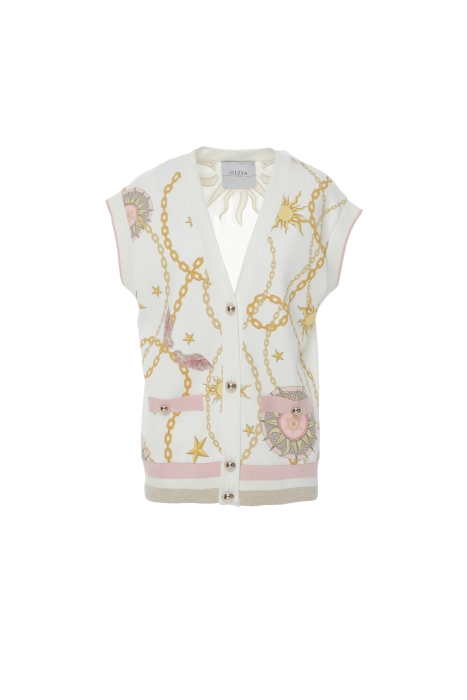 Gizia Back Collar Embroidery Detailed Hem Ribbed Special Pattern Vest. 4