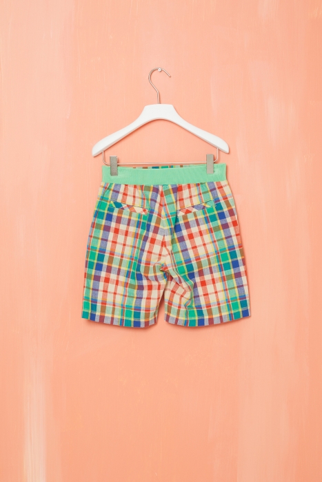Gizia Green Plaid Shorts with Embroidery Detail. 2
