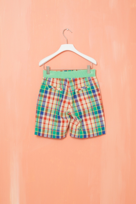 Gizia Green Plaid Shorts with Embroidery Detail. 2 Gizia Green Plaid Shorts with Embroidery Detail. 2