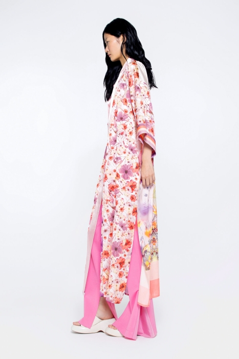 Gizia Pink Kimono with Pattern Detail Design Design With Slits On The Sides. 2