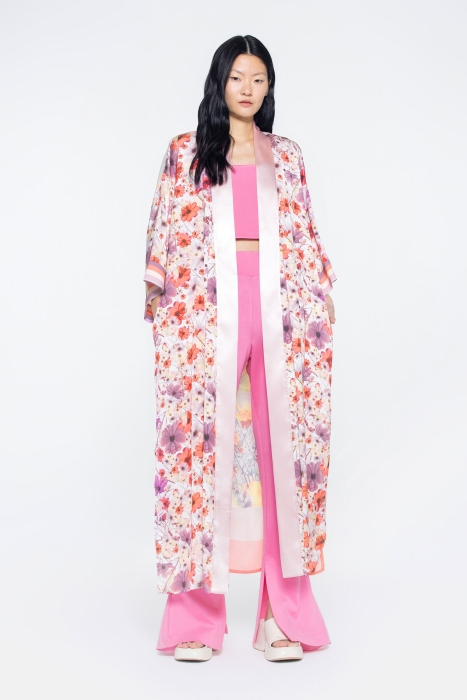 Gizia Pink Kimono with Pattern Detail Design Design With Slits On The Sides. 1