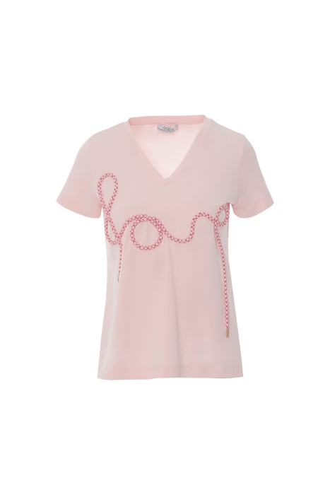 Gizia Pink Tshirt With Lettering Detail. 4