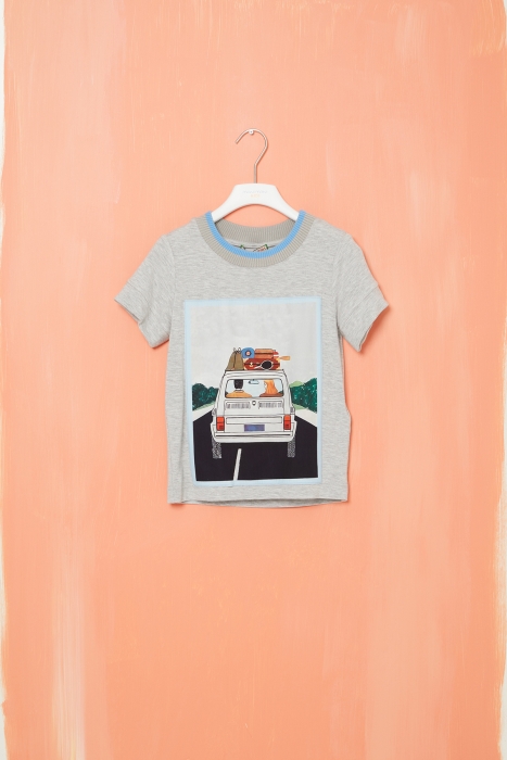 Gizia Printed Short Sleeve Grey Tshirt. 1