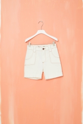 Gizia White Jean Shorts with Contrasting Stitching Detail. 3