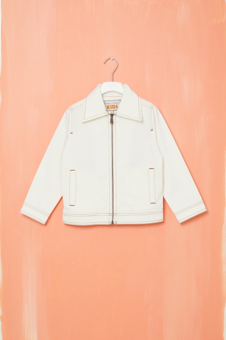 Gizia White Jean Jacket with Embroidery Detail. 1