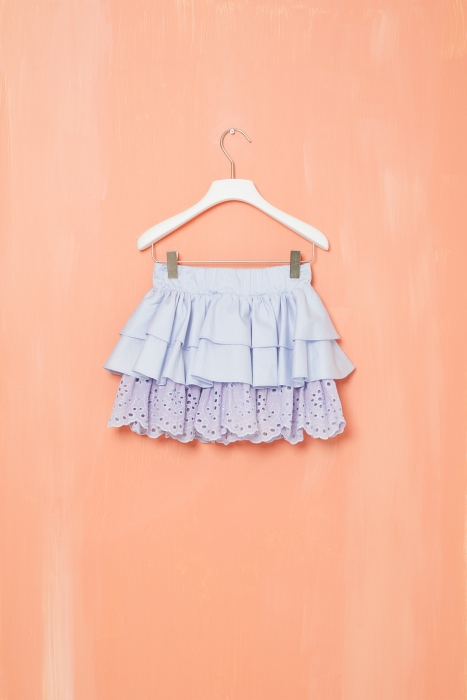 Gizia Blue Ruffled Mini Skirt with Elastic Waist. 1
