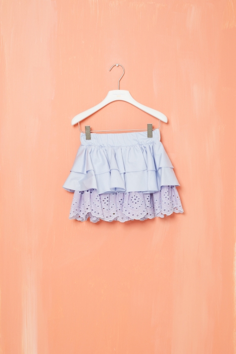 Gizia Blue Ruffled Mini Skirt with Elastic Waist. 2
