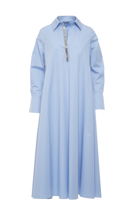 Gizia Blue Dress With Deep Pleated Sleeve Detail At The Back. 1