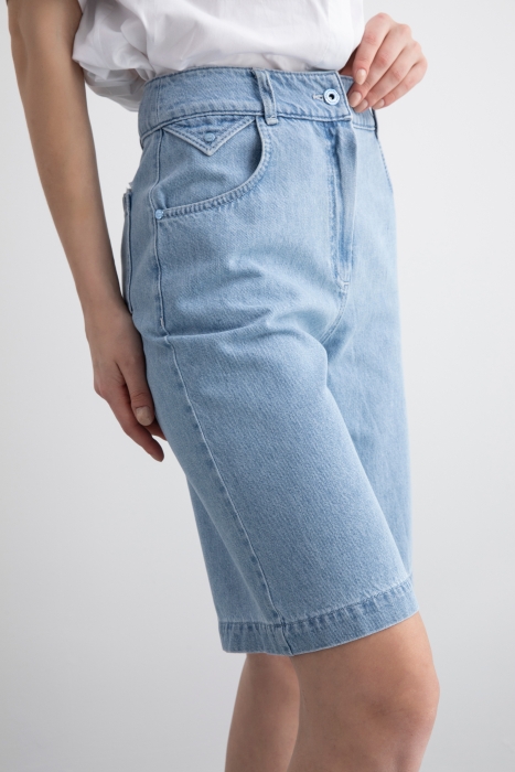 Gizia Cep Detaylı Yüksek Bel Kontrast Dikiş Detaylı Fermuarlı Denim Şort. 4 Gizia Cep Detaylı Yüksek Bel Kontrast Dikiş Detaylı Fermuarlı Denim Şort. 4