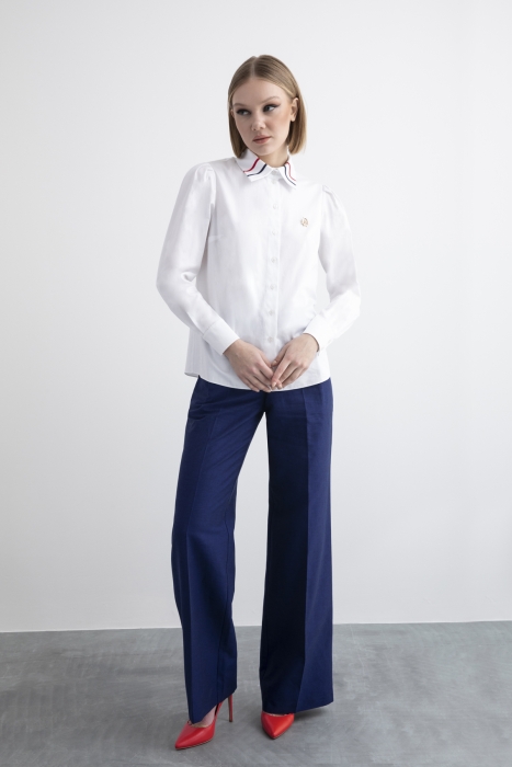 Gizia White Shirt With Detailed Collar Line. 1