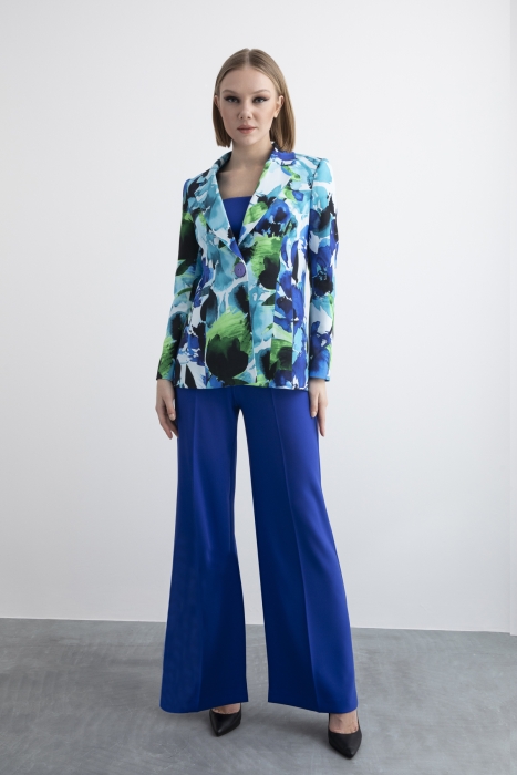 Gizia Suit with Patterned Jacket and Blue Trousers. 1