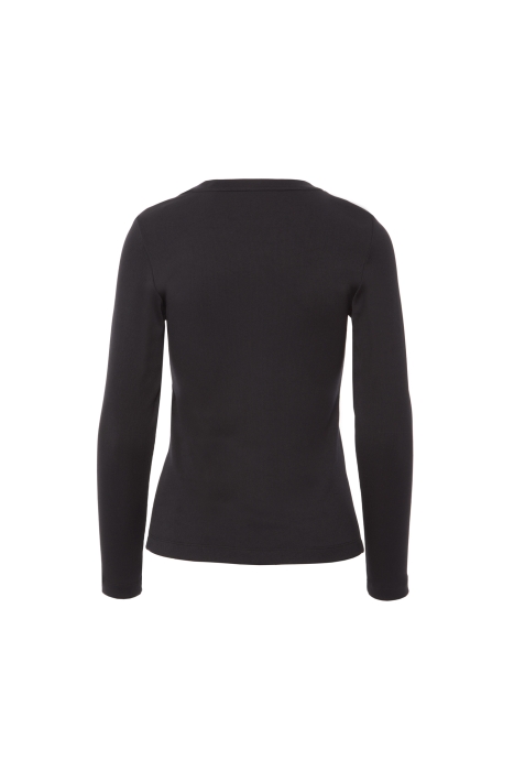 Gizia Embroidered Long Sleeve Black Tshirt. 3