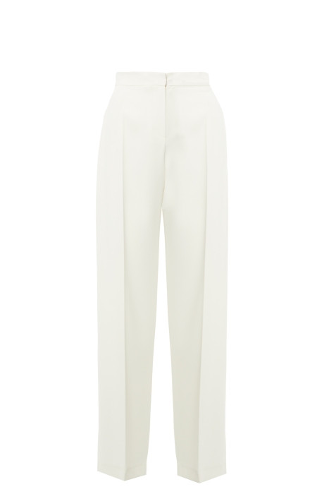 Gizia Ecru Wide Leg Trousers with Flap Pockets on the Back. 1