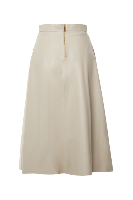 Gizia A Beige Leather Skirt With Pleating On The Left Side And An Asymmetric Design. 3