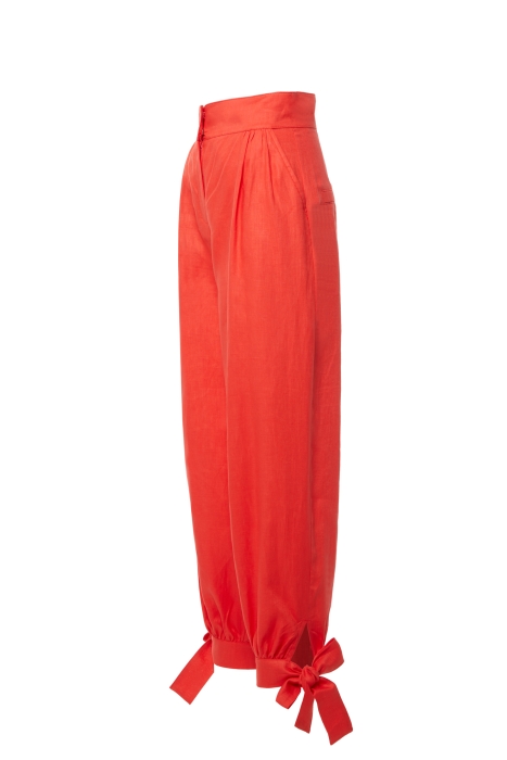 Gizia Red Trousers with Detailed Ankle Binding. 2