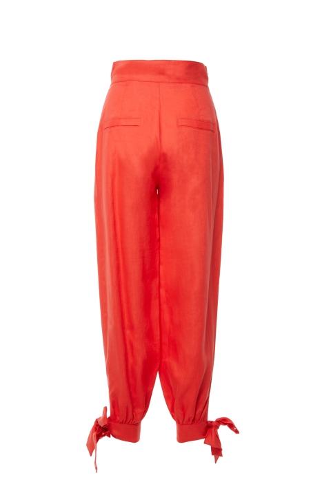 Gizia Red Trousers with Detailed Ankle Binding. 3