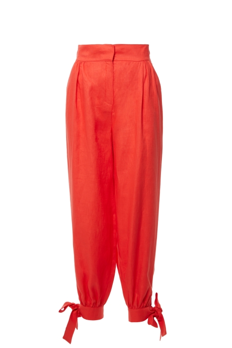 Gizia Red Trousers with Detailed Ankle Binding. 1
