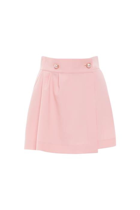 Gizia Pink Shorts Skirt with Pearl Gold Button Detail. 5