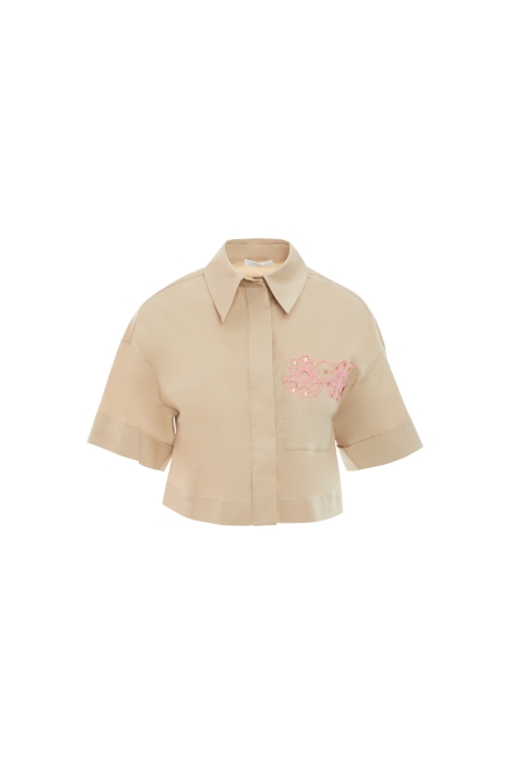Gizia Brown Shirt With Sequin Embroidery Detail. 4