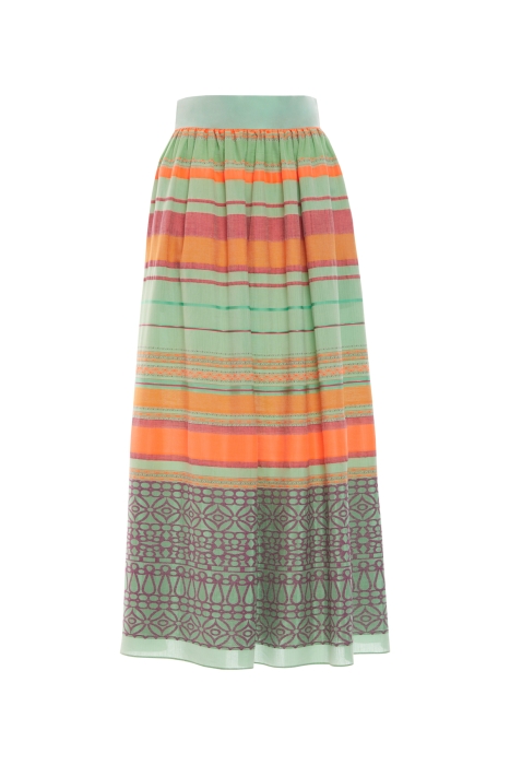 Gizia Back Size Green Taffeta Garnish Striped Skirt. 5