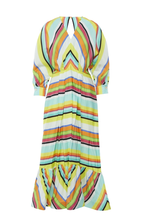 Gizia Belted Striped Dress With Ruffle Detail on the Cuff, Tied Back. 4