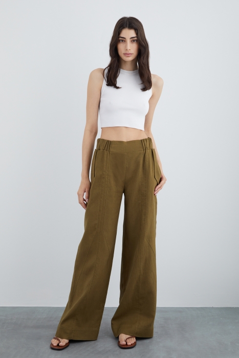 Gizia Linen Palazzo Pants With Cup Detail. 1